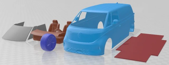 Volkswagen ID Buzz Cargo LWB GTX 2024 Printable Van 3D Print Model .c4d .max .obj .3ds .fbx .stl .blend 