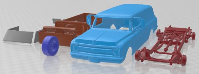 Chevrolet Suburban 1969 Panel Truck Printable Car 3D Print Model .c4d .max .obj .3ds .fbx .stl .blend 