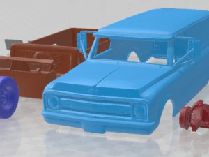 Chevrolet Suburban 1969 Panel Truck Printable Car 3D Print Model