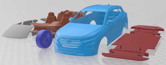 Hyundai Tucson 2017 Printable Car 3D 프린트 모델 .c4d .max .obj .3ds .fbx .stl .blend 