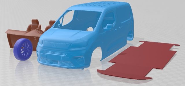 Fiat E Doblo SWB Van 2024 Printable Van 3D Принт Модель .c4d .max .obj .3ds .fbx .stl .blend 