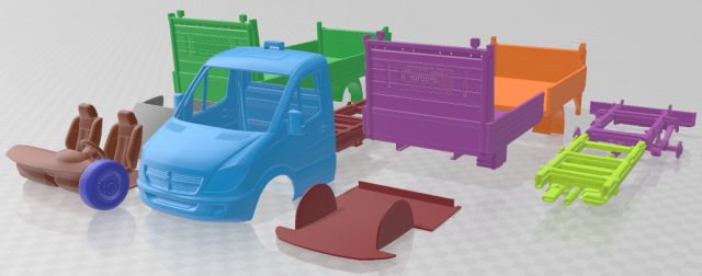 Dodge Sprinter Dropside Tail Lift 2009 Printable Van Modèles 3D en vedette .c4d .max .obj .3ds .fbx .stl .blend 