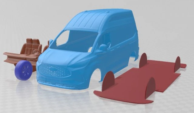 E Transit Custom L1H2 2023 Printable Van 3D Print Model .c4d .max .obj .3ds .fbx .stl .blend 