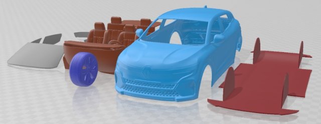 Renault Megane E Tech Iconic 2023 Printable Car 3D 프린트 모델 .c4d .max .obj .3ds .fbx .stl .blend 