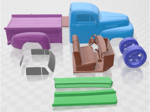 F1 Pickup Truck Hot Rod 1950 Printable 3D Print Model