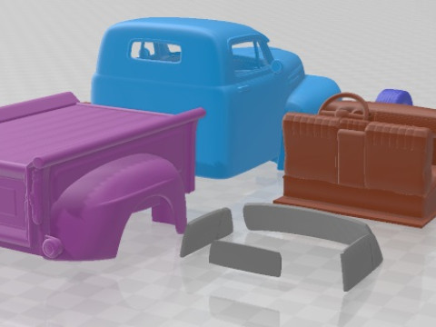 F1 Pickup Truck Hot Rod 1950 Printable 3D Print Model