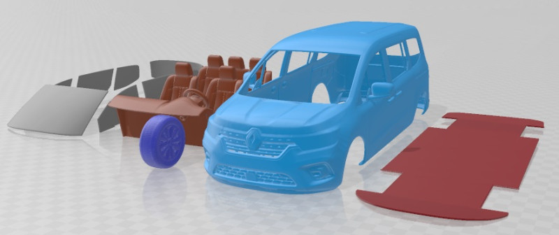 Renault Kangoo Tourneo LWB 2023 Printable Van 3D प्रिंट मॉडल .c4d .max .obj .3ds .fbx .stl .blend