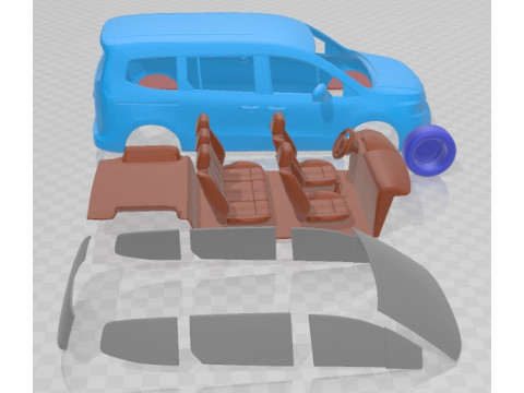 Renault Kangoo Tourneo LWB 2023 Printable Van 3D प्रिंट मॉडल