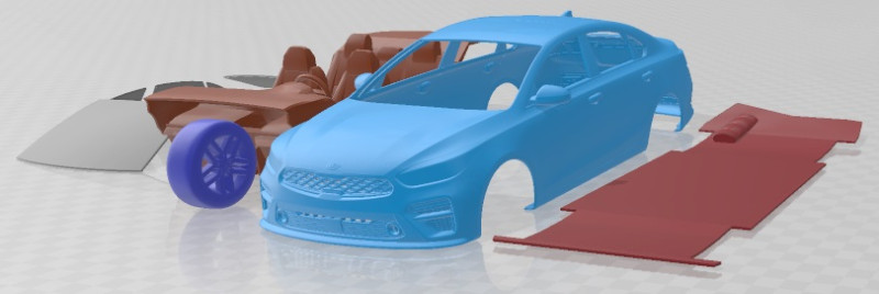 Kia Forte 2019 Printable Car 3D Druckmodell .c4d .max .obj .3ds .fbx .stl .blend