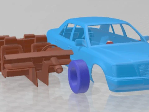 Mercedes Benz E Class W124 Sedan 1993 Printable Car 3D Print Model
