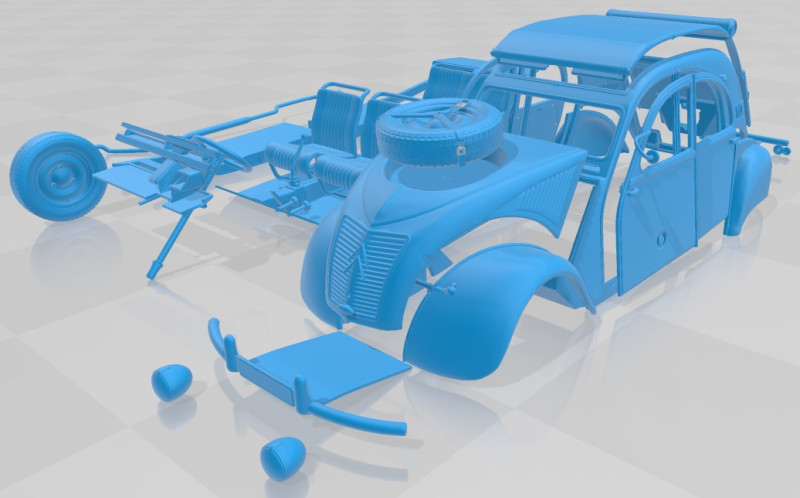 Citroen 2CV Sahara Printable Car Model do druku 3D .c4d .max .obj .3ds .fbx .stl .blend 
