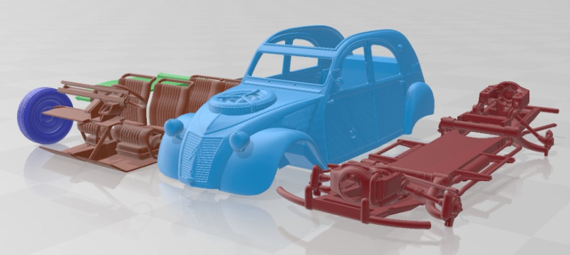 Citroen 2CV Sahara Printable Car Modello di stampa 3D .c4d .max .obj .3ds .fbx .stl .blend 