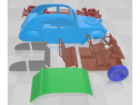 Citroen 2CV Sahara Printable Car Modello di stampa 3D