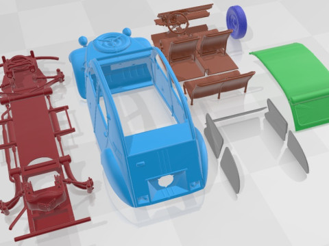 Citroen 2CV Sahara Printable Car Modello di stampa 3D