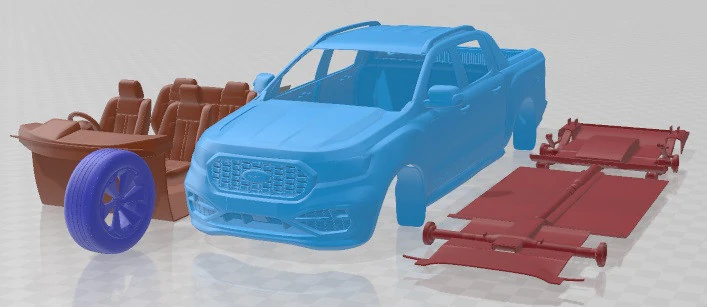 Ranger MS RT Double Cab 2022 Printable Car 3D Print Model .c4d .max .obj .3ds .fbx .stl .blend 