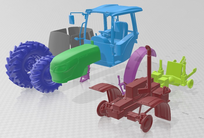 Kubota M 7060 2018 Printable Tractor 3D 프린트 모델 .c4d .max .obj .3ds .fbx .stl .blend 
