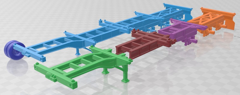 Trailer Semi Pratt Container Chassis 40ft 2018 Printable 3Dプリントモデル .c4d .max .obj .3ds .fbx .stl .blend 