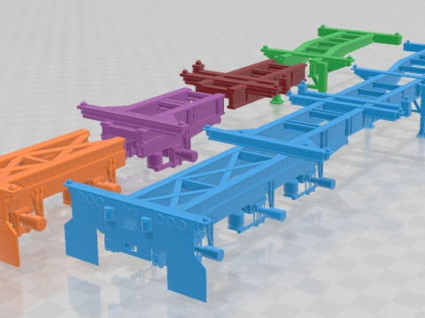 Trailer Semi Pratt Container Chassis 40ft 2018 Printable 3D Print Model
