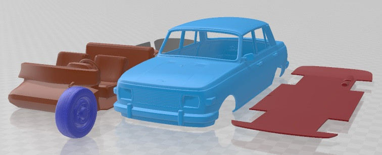 Wartburg 353 1991 Printable Car Model do druku 3D .c4d .max .obj .3ds .fbx .stl .blend 