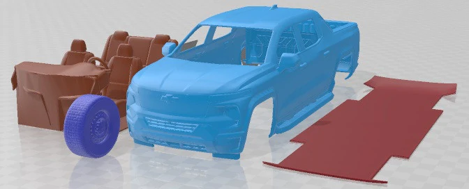 Chevrolet Silverado EV WT Printable Car 3D Print Model .c4d .max .obj .3ds .fbx .stl .blend 