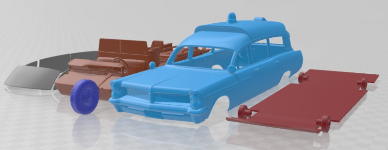 Pontiac Bonneville Mk3 StationWagon Ambulance Kennedy 1963 Printable Car 3D Baskı Modeli .c4d .max .obj .3ds .fbx .stl .blend 