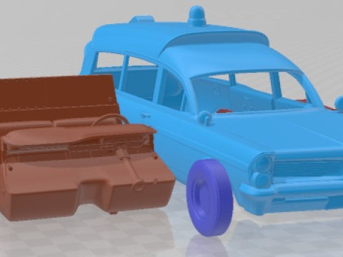 Pontiac Bonneville Mk3 StationWagon Ambulance Kennedy 1963 Printable Car 3D Baskı Modeli