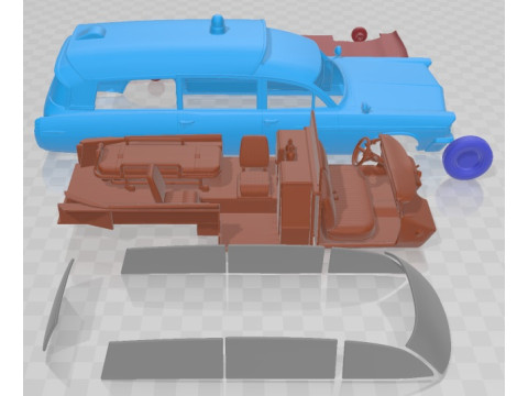 Pontiac Bonneville Mk3 StationWagon Ambulance Kennedy 1963 Printable Car 3D Baskı Modeli