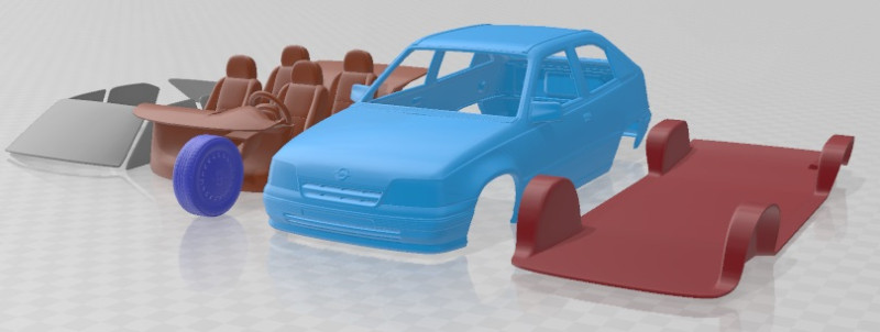 Opel Kadett 3 Door 1991 Printable Car Modello di stampa 3D .c4d .max .obj .3ds .fbx .stl .blend 