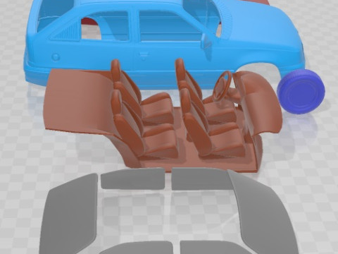 Opel Kadett 3 Door 1991 Printable Car Modello di stampa 3D