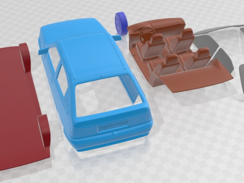 Opel Kadett 3 Door 1991 Printable Car Modello di stampa 3D
