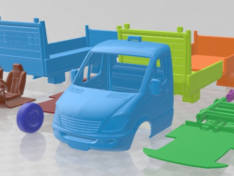 Freightliner Sprinter Dropside Tail Lift 2018 Printable Truck 3D 프린트 모델