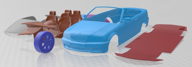 3 Series E46 Convertible 2004 Printable Car 3D Принт Модель .c4d .max .obj .3ds .fbx .stl .blend 