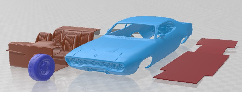 Plymouth Satellite 1971 Printable Car Modèles 3D en vedette .c4d .max .obj .3ds .fbx .stl .blend 