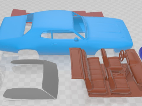 Plymouth Satellite 1971 Printable Car Modèles 3D en vedette