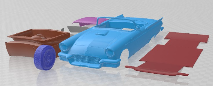 Thunderbird 1957 Printable Car 3D Print Model .c4d .max .obj .3ds .fbx .stl .blend