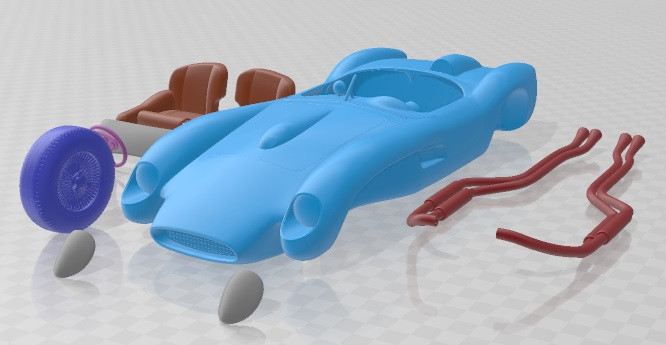 Ferrari Testa Rossa 1957 Printable Car Model Cetak 3D .c4d .max .obj .3ds .fbx .stl .blend 