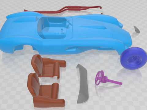Ferrari Testa Rossa 1957 Printable Car Model Cetak 3D