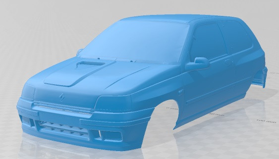 Renault Clio Williams Printable Body Car 3D Print Model .c4d .max .obj .3ds .fbx .stl .blend 