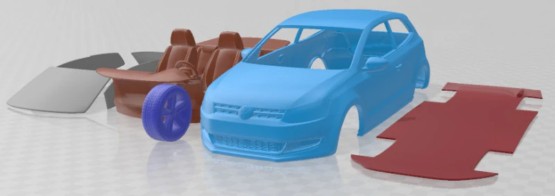 Volkswagen Polo 3 Doors 2010 Printable Car 3D Print Model .c4d .max .obj .3ds .fbx .stl .blend 