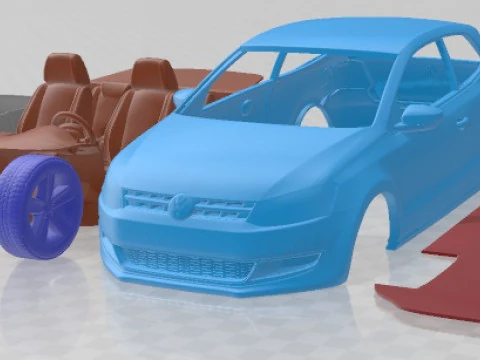 폭스바겐 폴로 3 도어 2010 인쇄 가능한 자동차 3D 프린트 모델