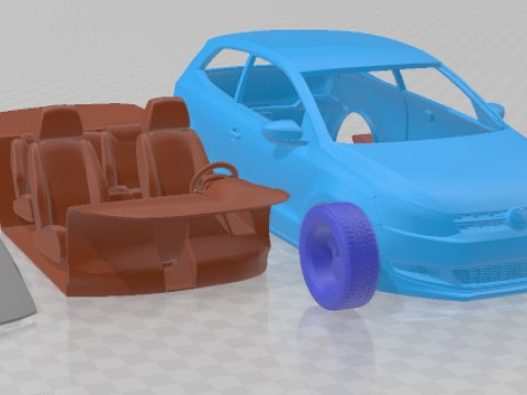 Volkswagen Polo 3 Doors 2010 Printable Car 3D प्रिंट मॉडल