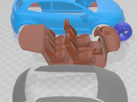 Volkswagen Polo 3 Doors 2010 Printable Car 3D प्रिंट मॉडल