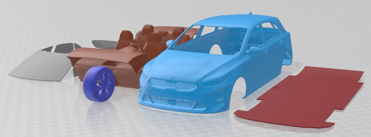 Kia Ceed 2019 Printable Car 3Dプリントモデル .c4d .max .obj .3ds .fbx .stl .blend 