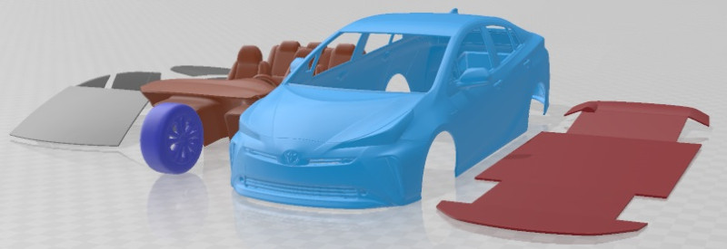 Toyota Prius 2019 Printable Car 3D Baskı Modeli .c4d .max .obj .3ds .fbx .stl .blend 