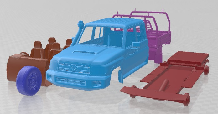 Toyota Land Cruiser J70 DoubleCab Pickup VDJ79 2012 Printable Car 3D Baskı Modeli .c4d .max .obj .3ds .fbx .stl .blend 