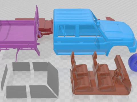 Toyota Land Cruiser J70 DoubleCab Pickup VDJ79 2012 Printable Car 3D Print Model