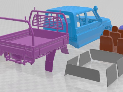 Toyota Land Cruiser J70 DoubleCab Pickup VDJ79 2012 Printable Car 3D Baskı Modeli