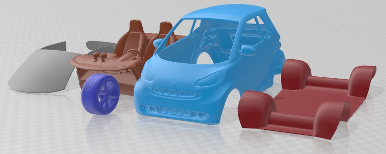 Smart Fortwo Convertible Hard Top 2011 Printable Car 3D Принт Модель .c4d .max .obj .3ds .fbx .stl .blend 