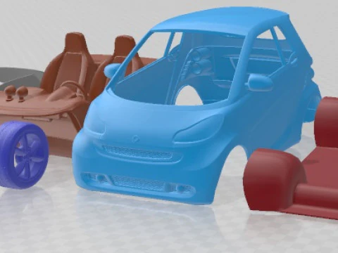 Auto stampabile Smart Fortwo Convertible Hard Top 2011 Modello di stampa 3D