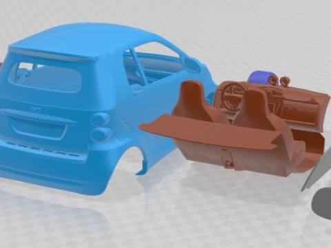 Smart Fortwo Convertible Hard Top 2011 Printable Car 3D Принт Модель